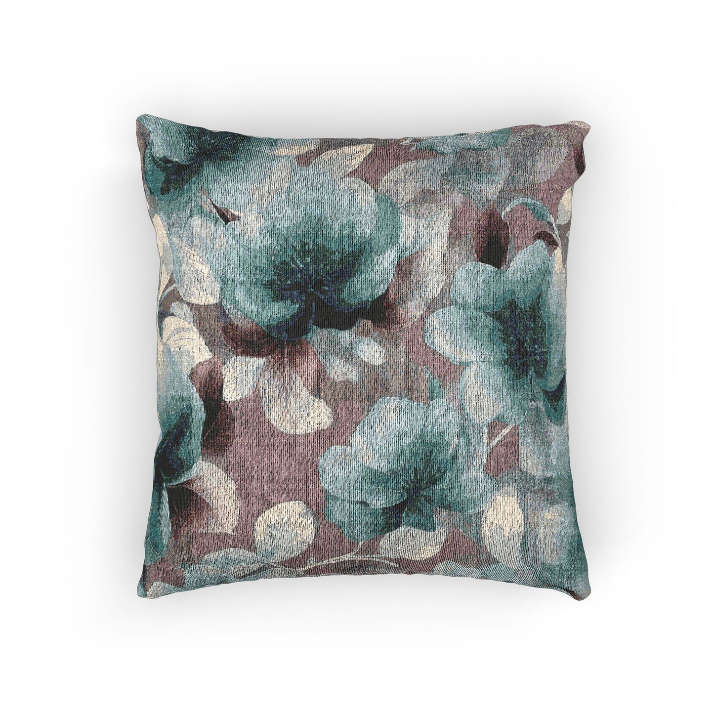 Deep Blue Florals Woven Pillow, 17" x 18"