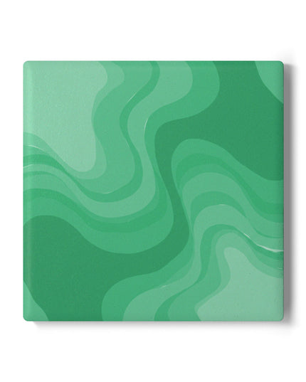 Mint Green Wavey 4" x 4" Square Ceramic Coaster