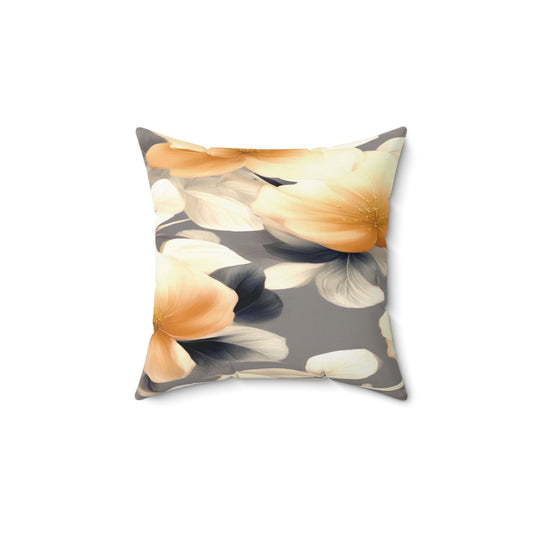 Soft Blossom Floral Bunch Faux Suede Square Pillow, 14" x 14"