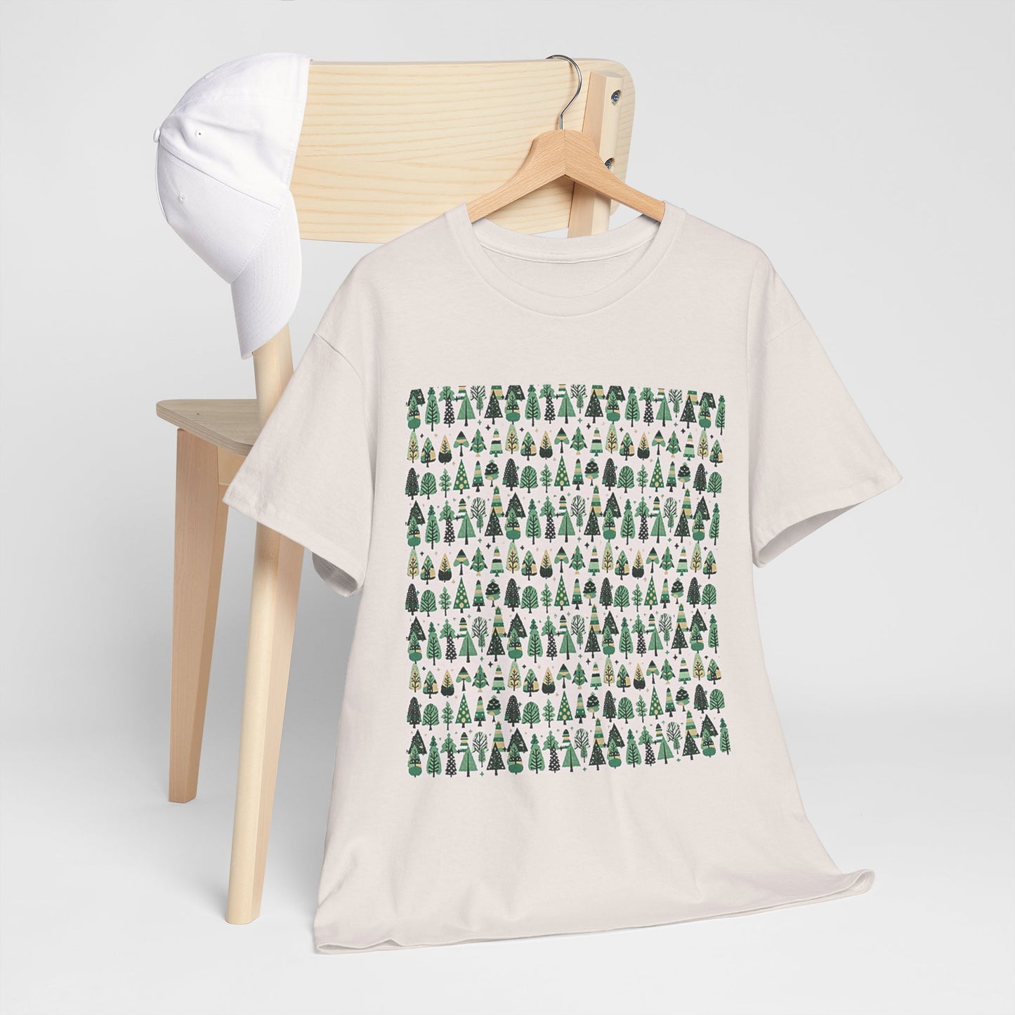 Mini Vintage Green Trees Unisex Heavy Cotton Tee, Medium