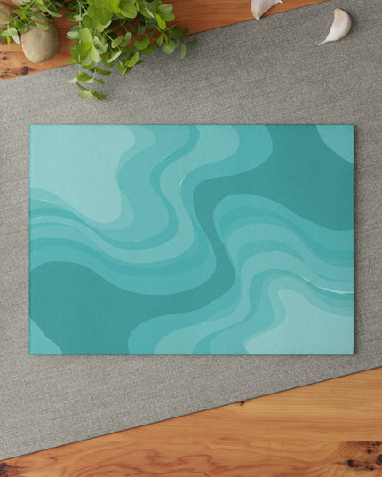 Tif Green Wavey 8" x 11" Glass Cutting Board