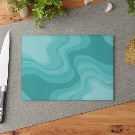 Tif Green Wavey 8" x 11" Glass Cutting Board