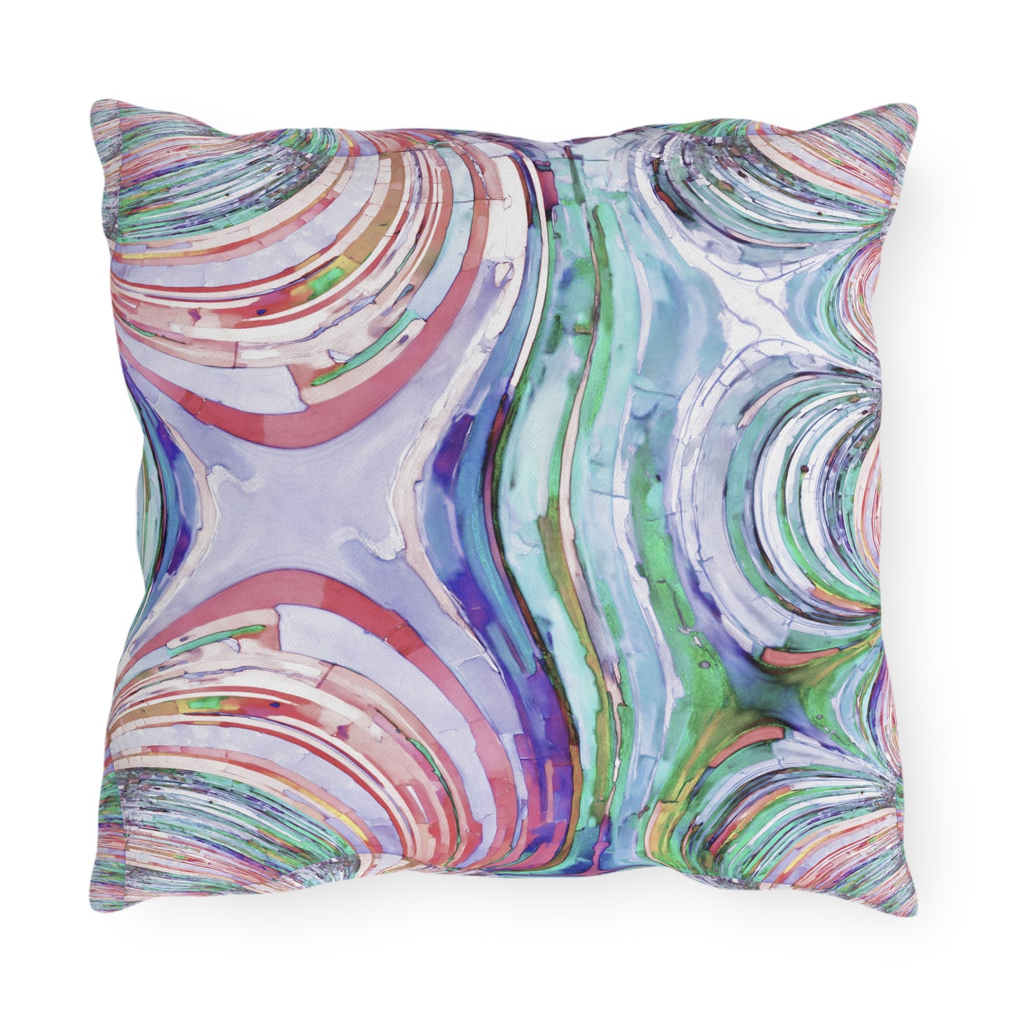 Uzi Spiral Pastels Outdoor Pillow, 16" x 16"
