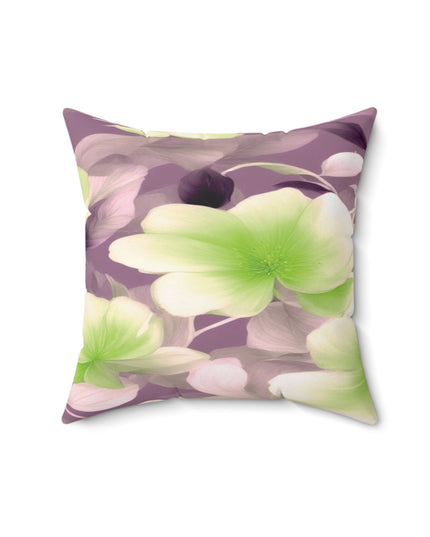 Lime Lavender Floral Bunch Faux Suede Square Pillow, 16" x 16"