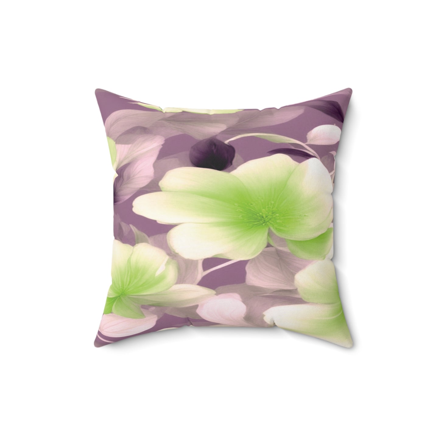 Lime Lavender Floral Bunch Faux Suede Square Pillow, 16" x 16"