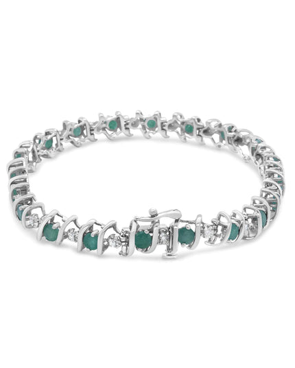 .925 Sterling Silver Lab-Grown Birthstone and 1/6 Cttw Round Diamond Tennis Bracelet (H-I Color, I1-I2 Clarity)