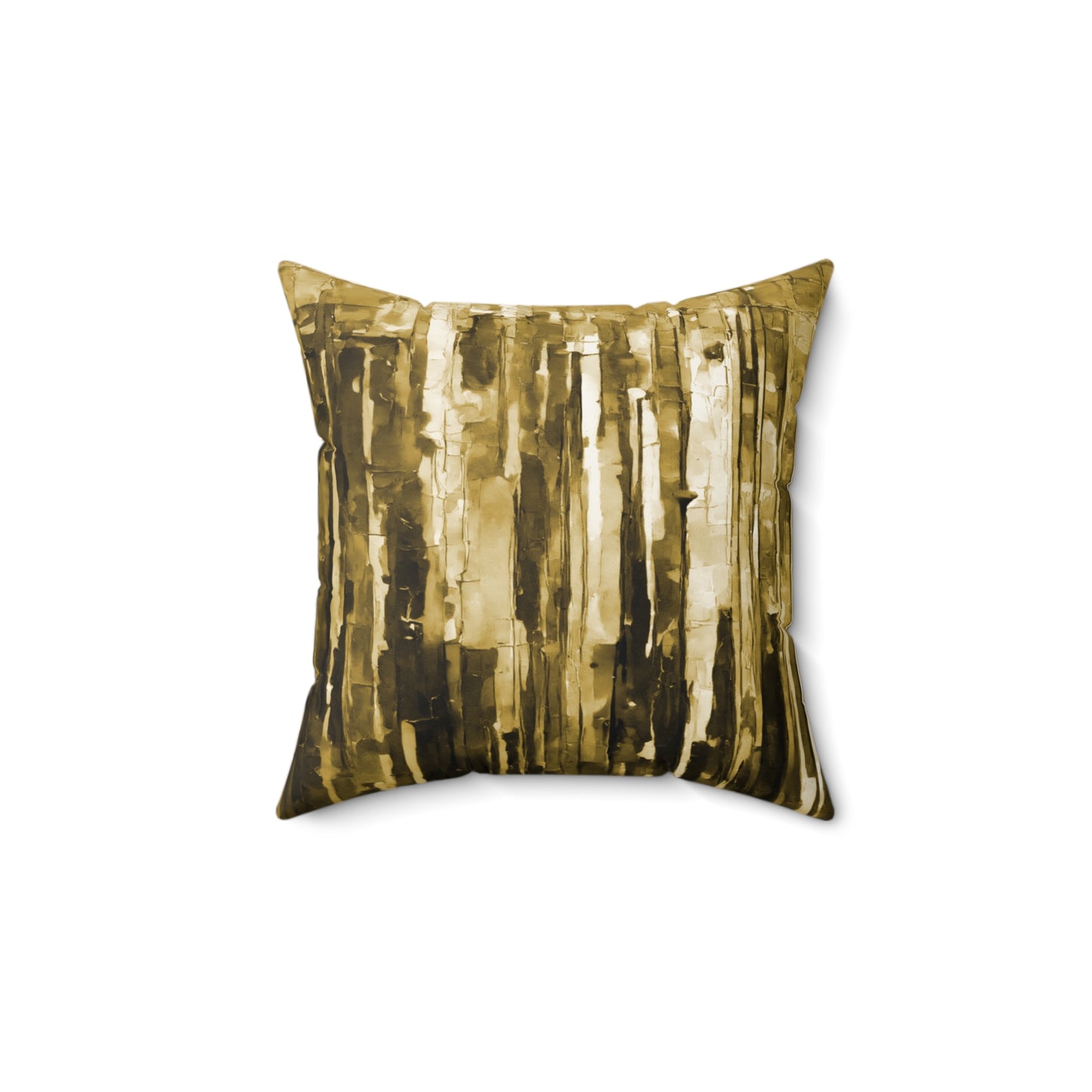 Striped Light Brown 14" x 14" Faux Suede Square Pillow