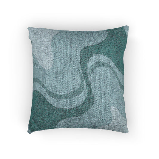 Sky Blue Wavey Woven Pillow, 17" x 18"