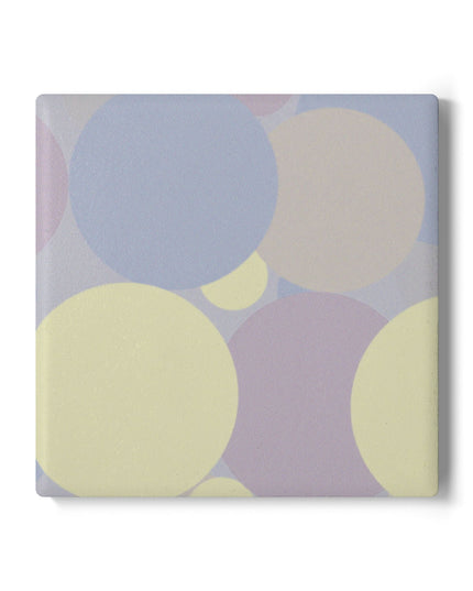 Pastel Soft Blue and Soft White Patches 4" x 4" Square Ceramic Coaster