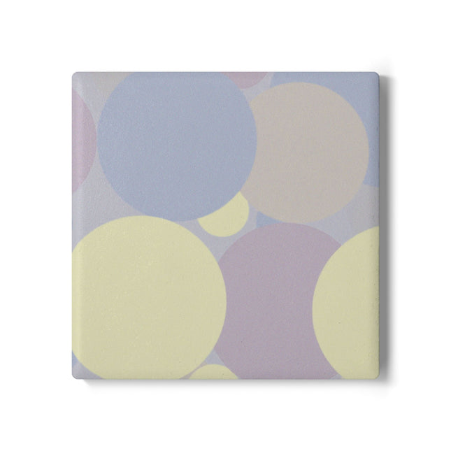 Pastel Soft Blue and Soft White Patches 4" x 4" Square Ceramic Coaster