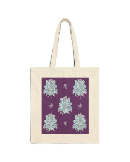 Blue Floral Butterflies Cotton Canvas Tote Bag