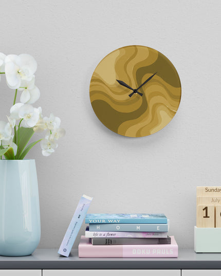Brown Wavey 10.75" x 10.75" Round or Square Acrylic Wall Clock
