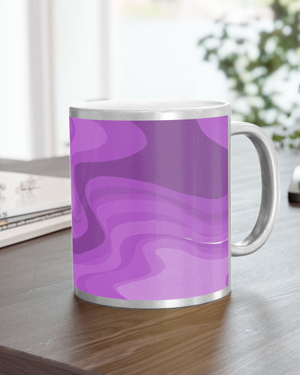 Wavey Purple Wavey 11 oz Metallic Mug (Silver\Gold)