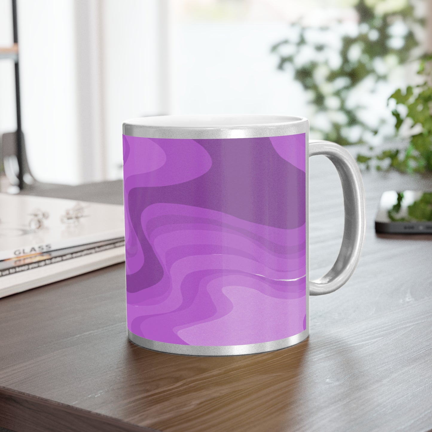 Wavey Purple Wavey 11 oz Metallic Mug (Silver\Gold)