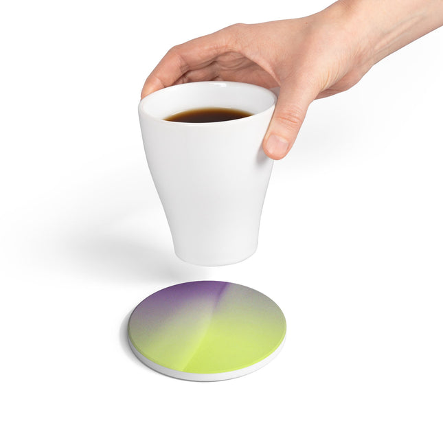 Purple Golden Fade 4" x 4" Round Ceramic Coaster