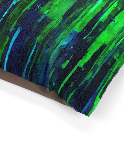 Striped Blue Green 28" × 18" Pet Bed