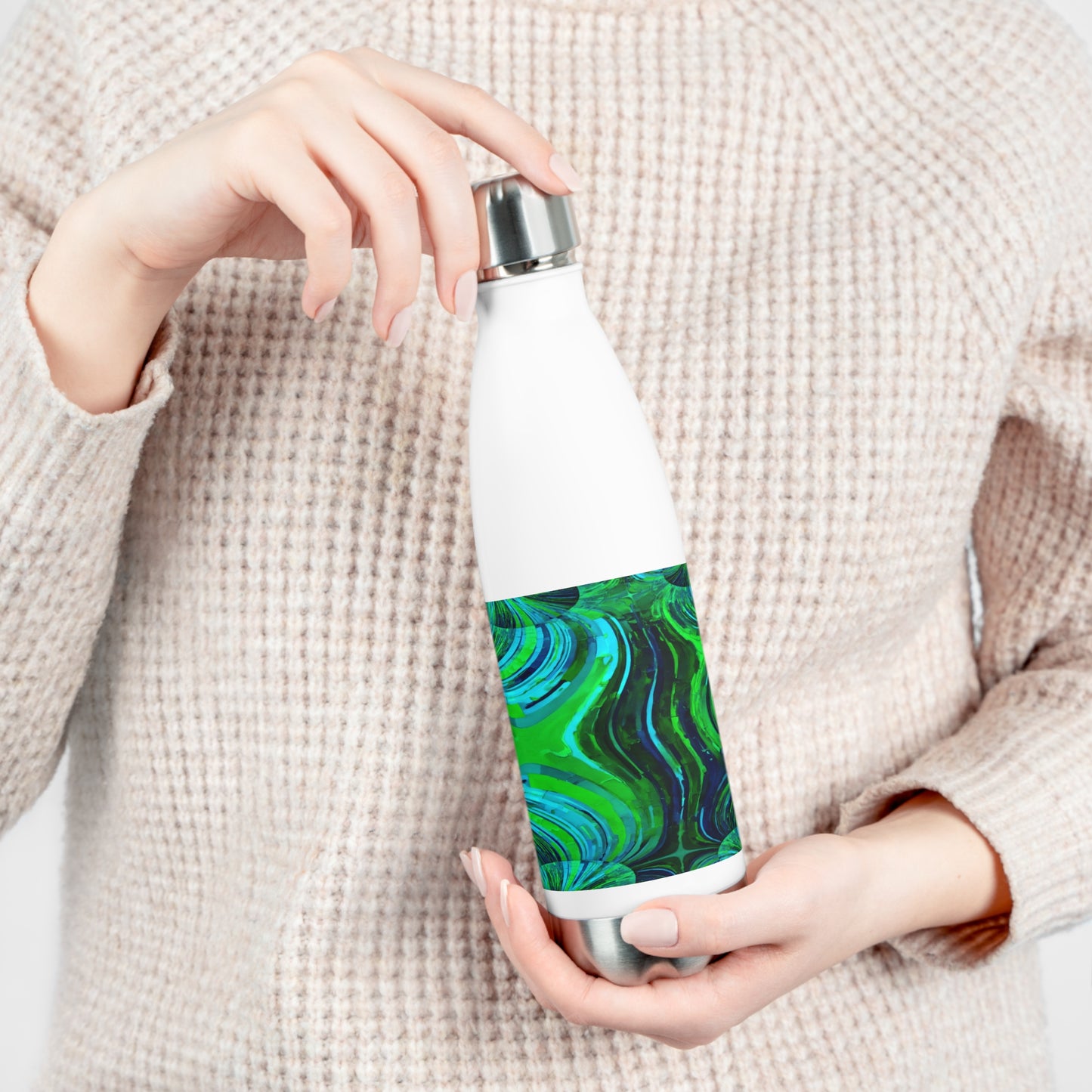 Uzi Spiral Blue Green 20oz Insulated Water Bottle