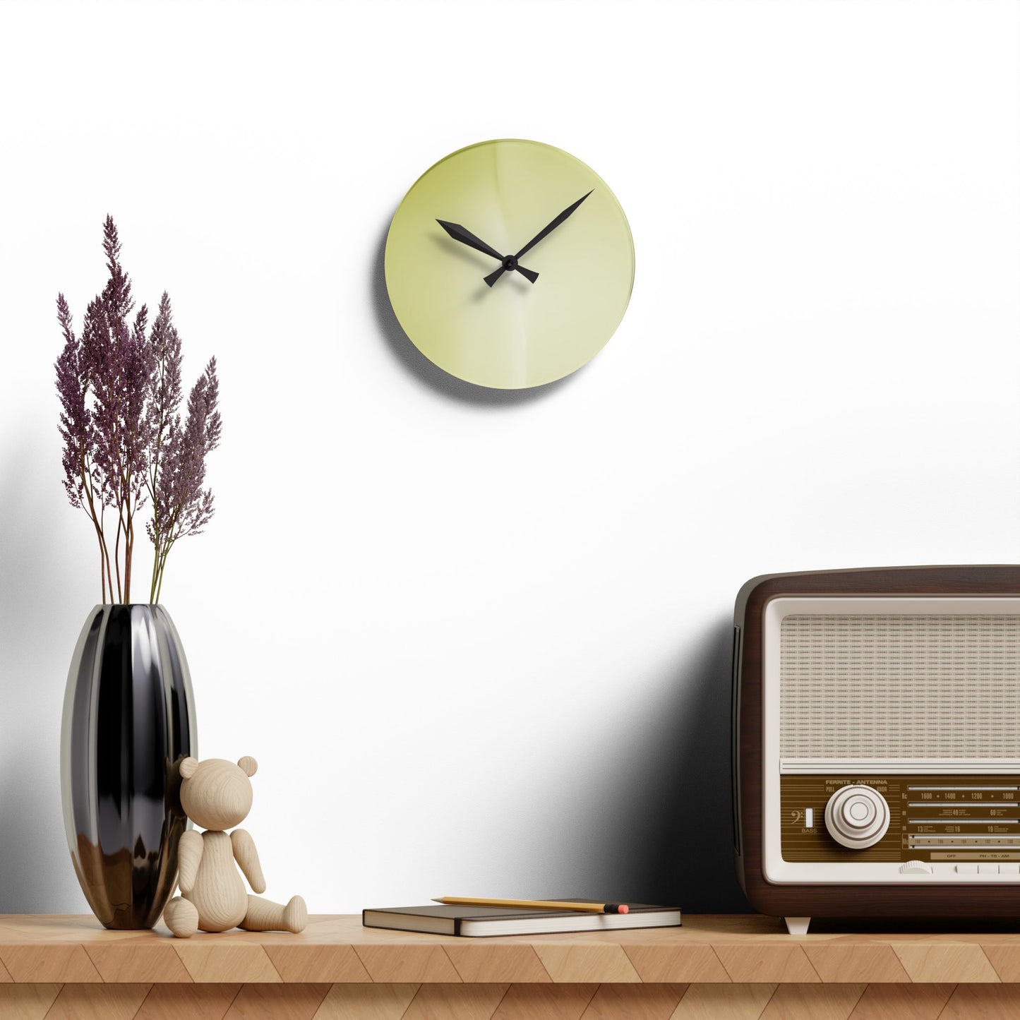 Lemon Fade Acrylic Round Wall Clock, 8" x 8"