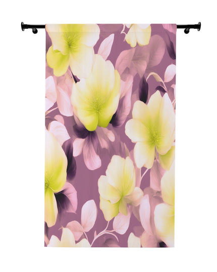 Lemon Blossom Floral Bunch Window Curtain, 50" x  84", blackout