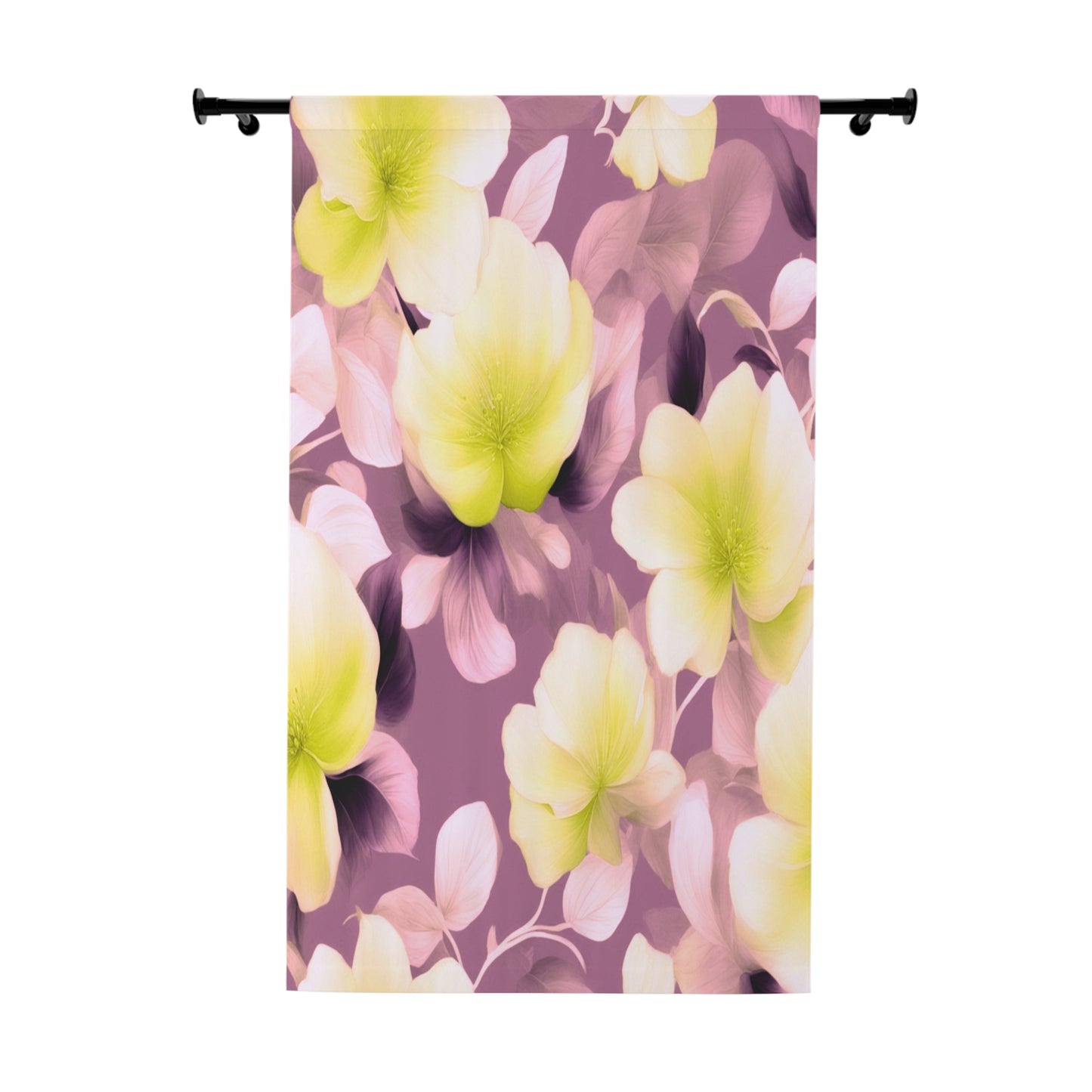 Lemon Blossom Floral Bunch Window Curtain, 50" x  84", blackout