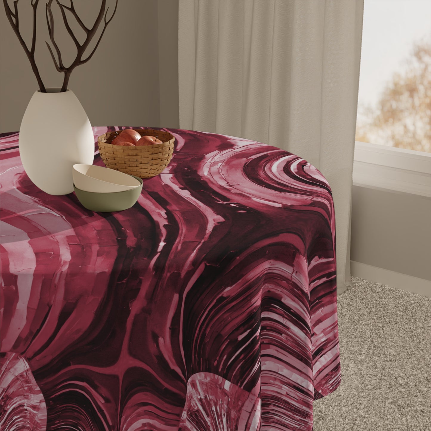 Uzi Spiral Ruby Tablecloth, 55" x 55"