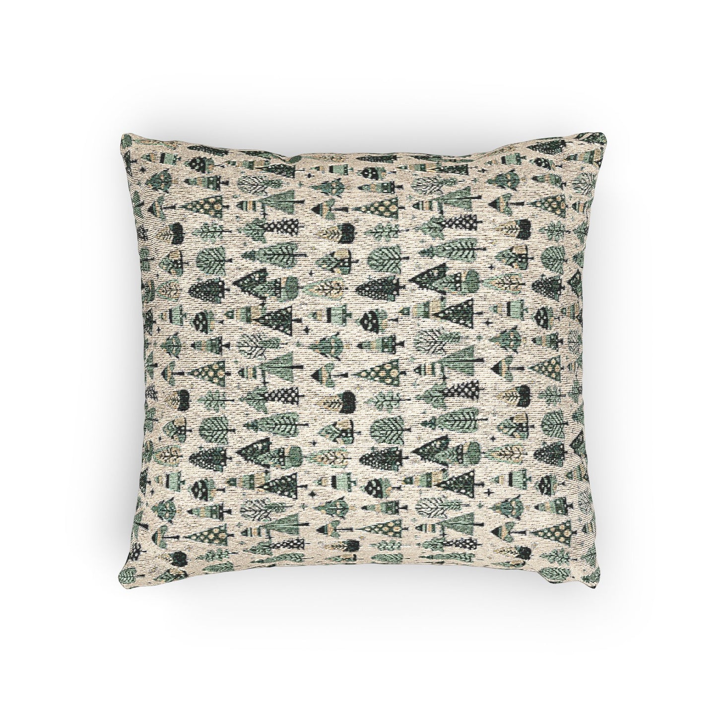 Mini Vintage Green Trees Woven Pillow, 17" x 18"