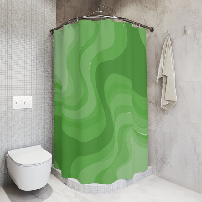 Greenie Meanie Wavey Shower Curtains, 71" x 74"