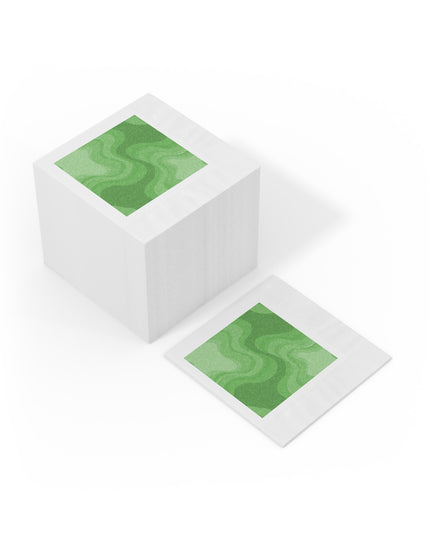 Greenie Meanie Wavey White Coined Napkins, 6.5" x 6.5"