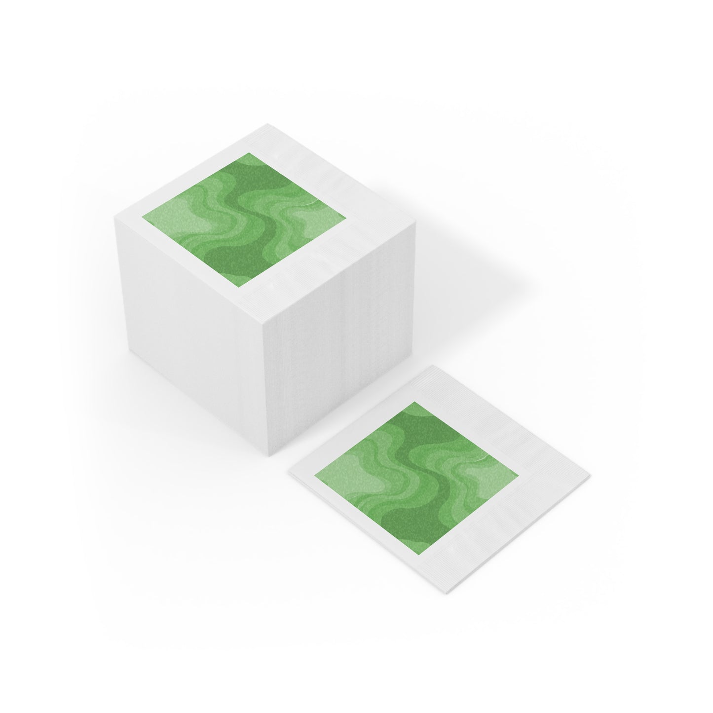 Greenie Meanie Wavey White Coined Napkins, 6.5" x 6.5"