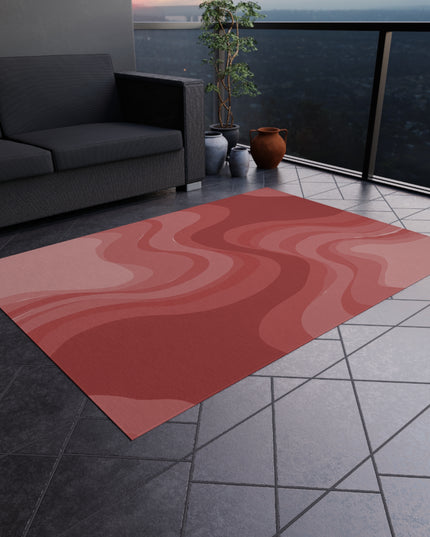 Power Red Wavey 60" x 84" Outdoor Rug