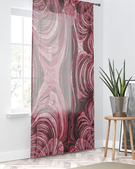 Uzi Spiral Ruby Sheer Window Curtain, 50" x 84", partially transparent