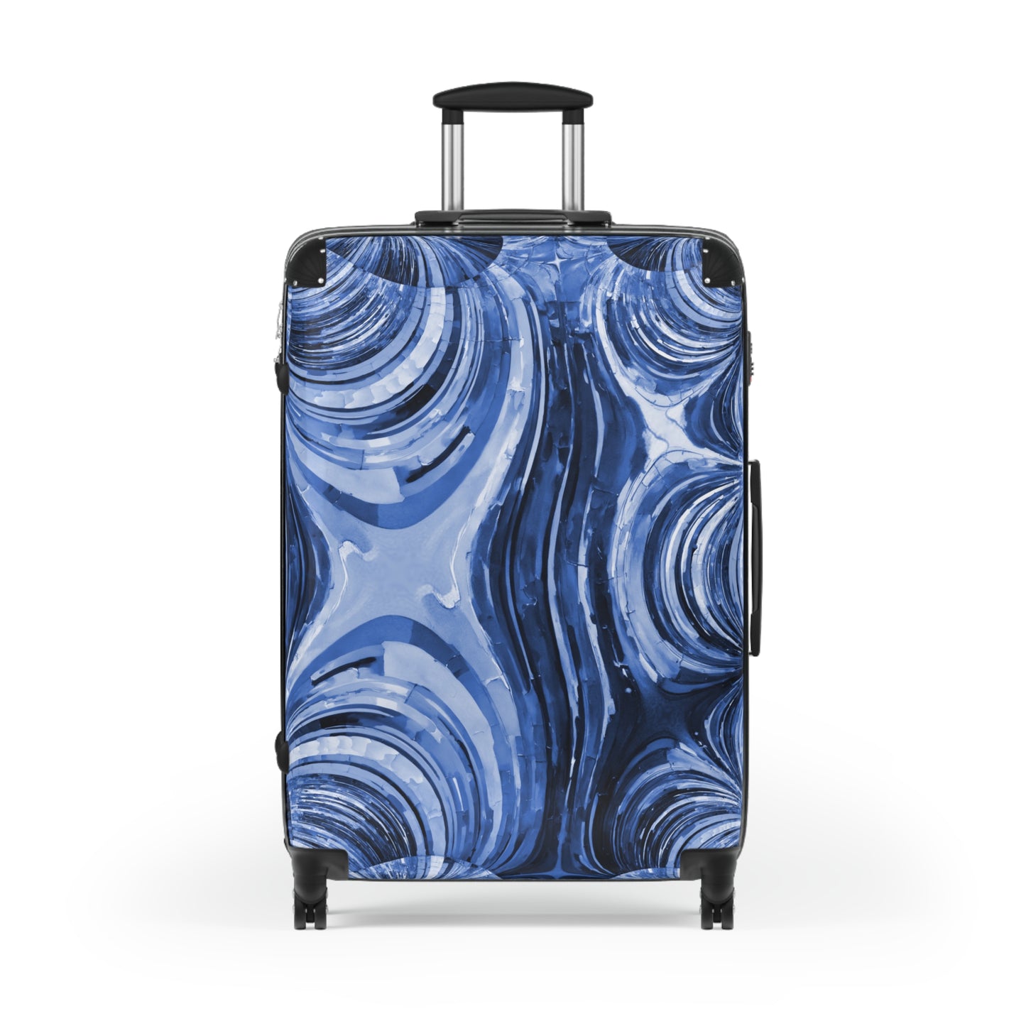 Uzi Spiral Deep Blue Large Suitcase with built in lock, 4 double-wheels, telescopic handle, and ABS back hard-shell