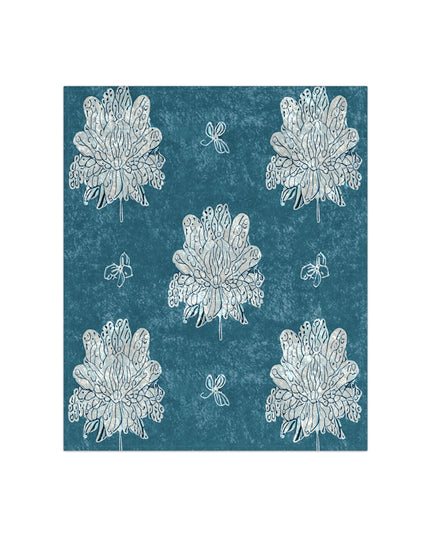 Tif Green White Floral Butterflies 50" x 60" Crushed Velvet Blanket