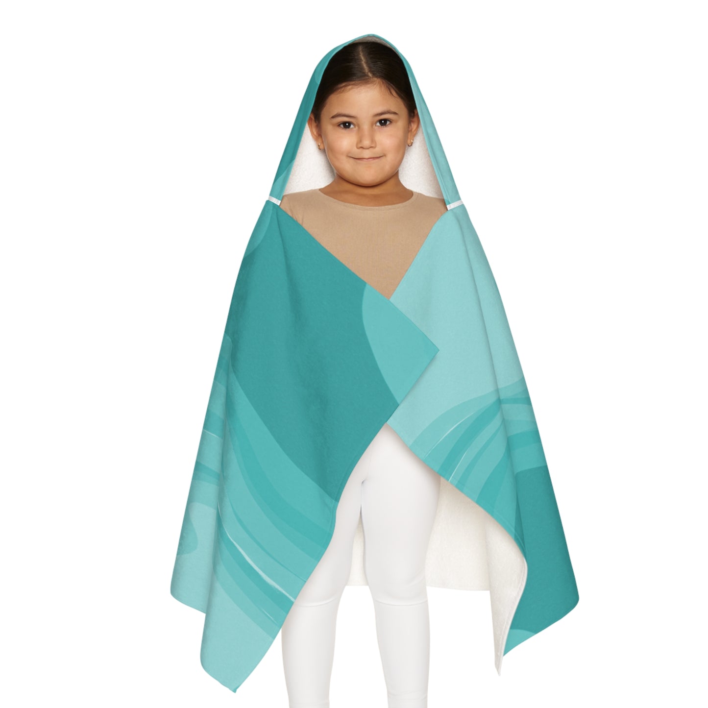 Tif Green Wavey Youth Hooded Towel, 24" x 48"