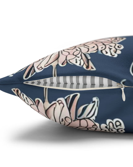 Rose White Floral Butterflies Spun Polyester Square Pillowcase, 14" x 14"