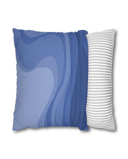 Deep Blue Wavey Spun Polyester Square Pillowcase, 14" x 14"