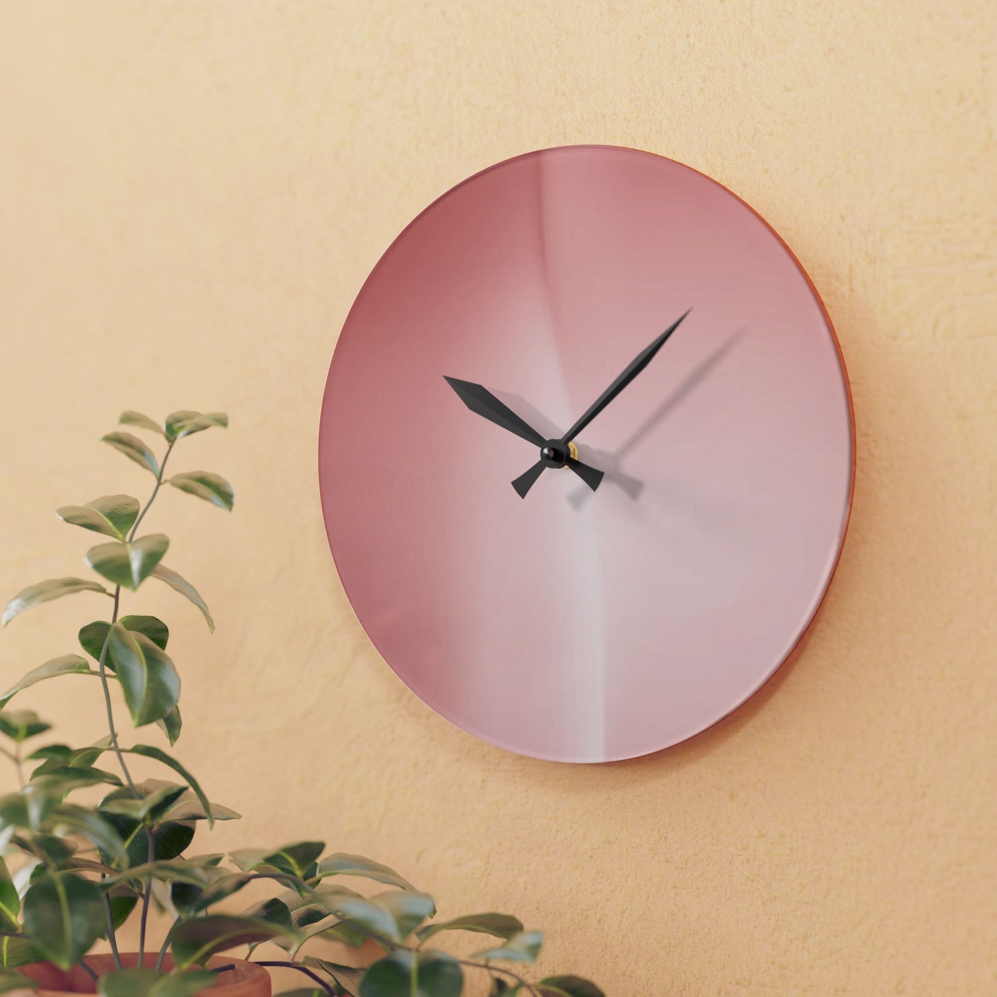 Rose Red Fade Acrylic Wall Clock, Round or Square, 10.75" x 10.75"