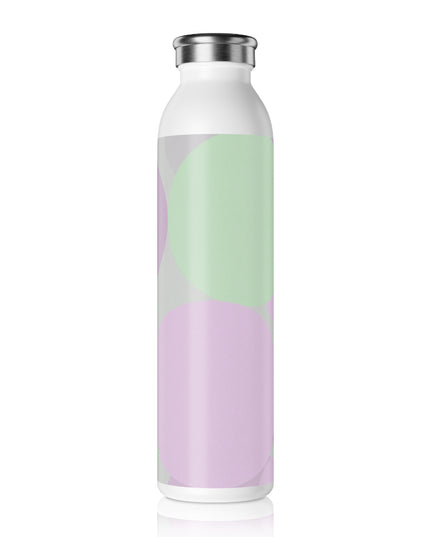 Pastel Lavender Purple and Soft Green Patches Slim Water Bottle, 20 oz White