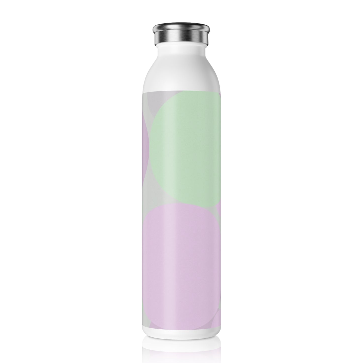 Pastel Lavender Purple and Soft Green Patches Slim Water Bottle, 20 oz White