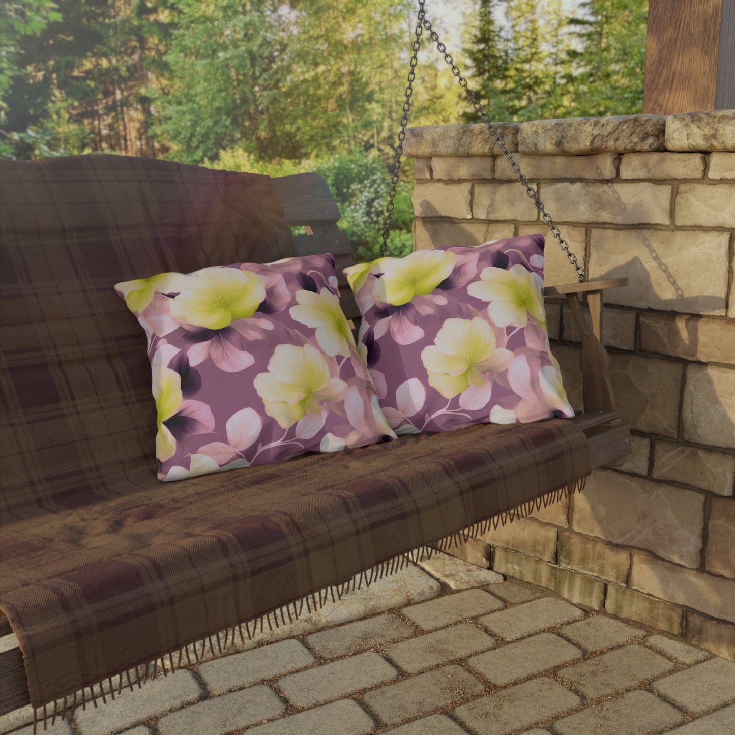 Lemon Blossom Floral Bunch 18" x 18" Outdoor Pillow