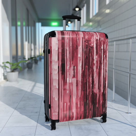 Striped Ruby Large Suitcase with built in lock, 4 double-wheels, telescopic handle, and ABS back hard-shell