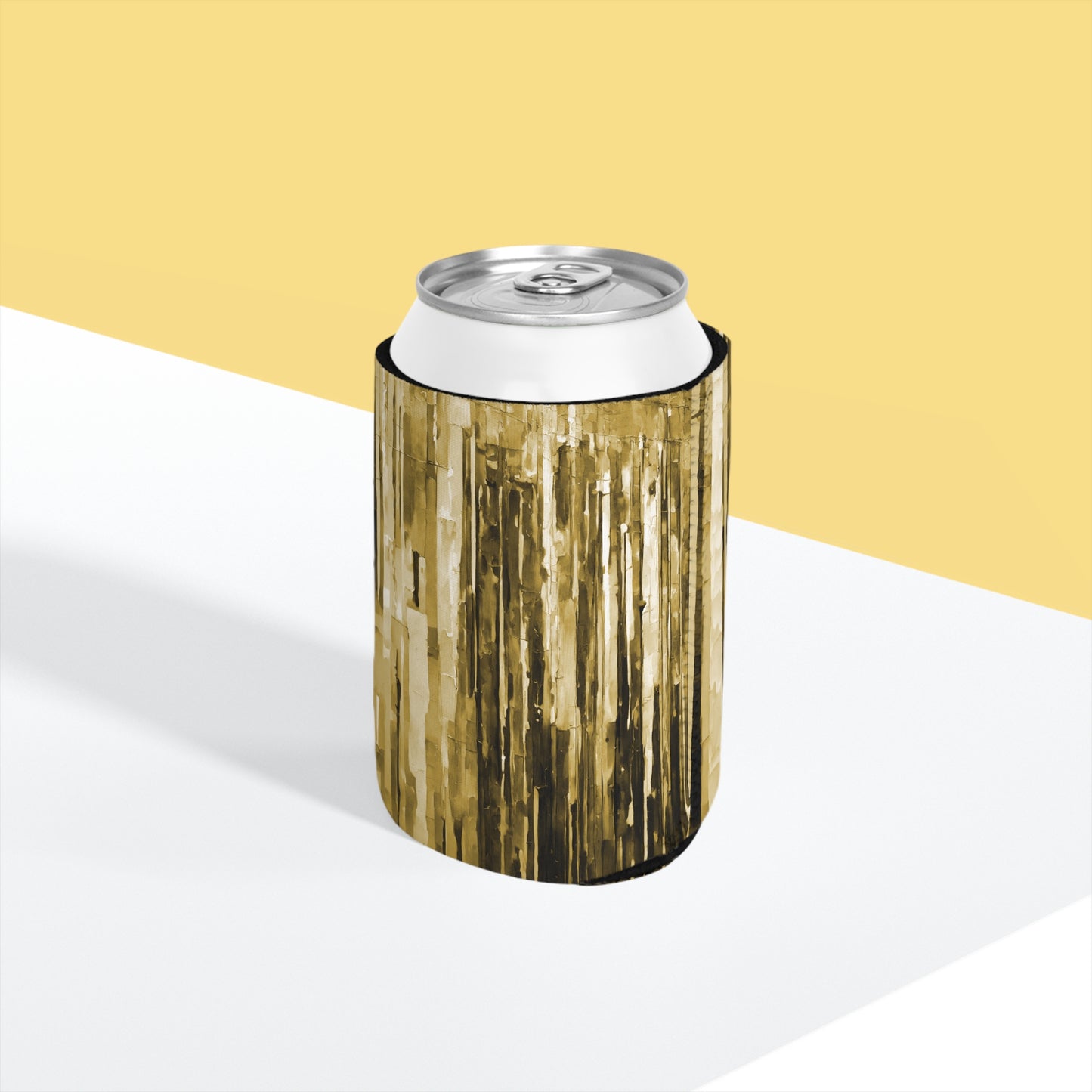 Striped Light Brown 12 oz Can Cooler Sleeve
