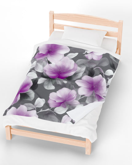 Purple Blossom Floral Bunch Velveteen Plush Blanket, 50" x 60"