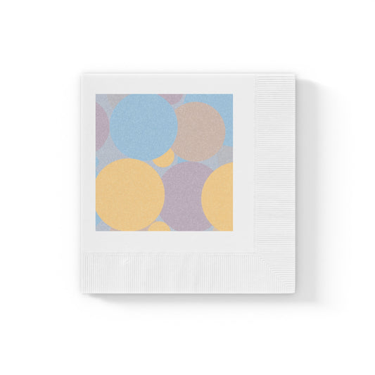 Pastel Baby Blue and Peach Patches White Coined Napkins, 4.8" x 4.8"