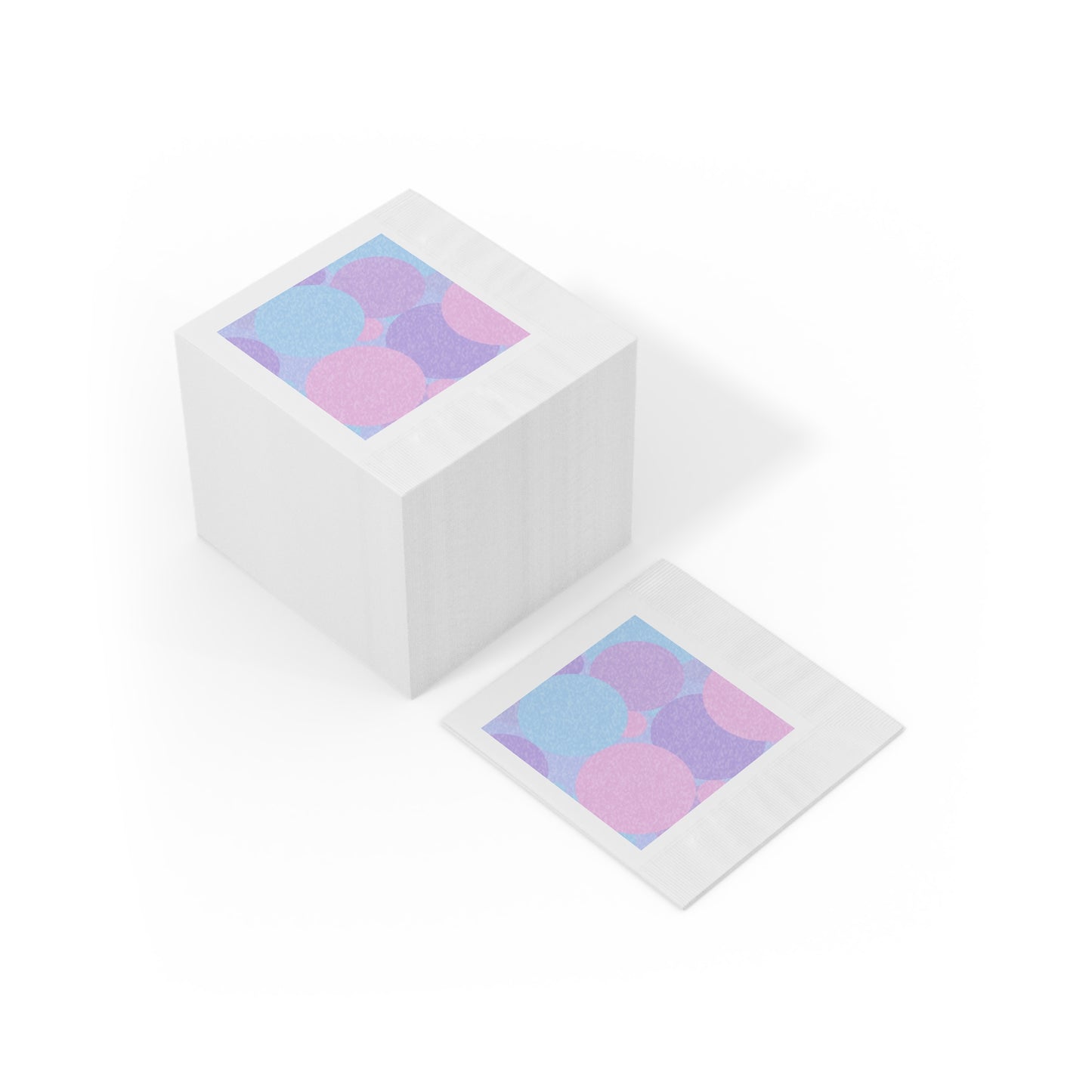 Pastel Purple and Mauve Patches White Coined Napkins, 6.5" x 6.5"