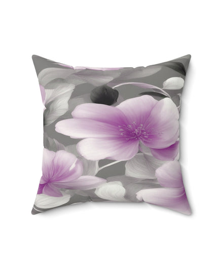 Purple Blossom Floral Bunch Faux Suede Square Pillow, 16" x 16"