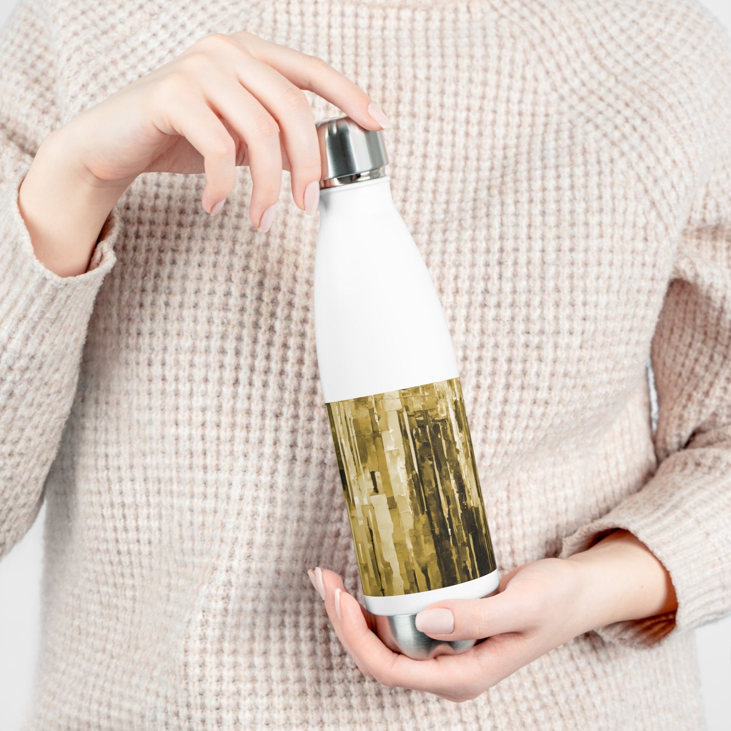 Striped Light Brown 20oz Insulated Water Bottle