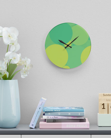 Pastel Green Patches Acrylic Wall Clock, Round or Square, 10.75" x 10.75"
