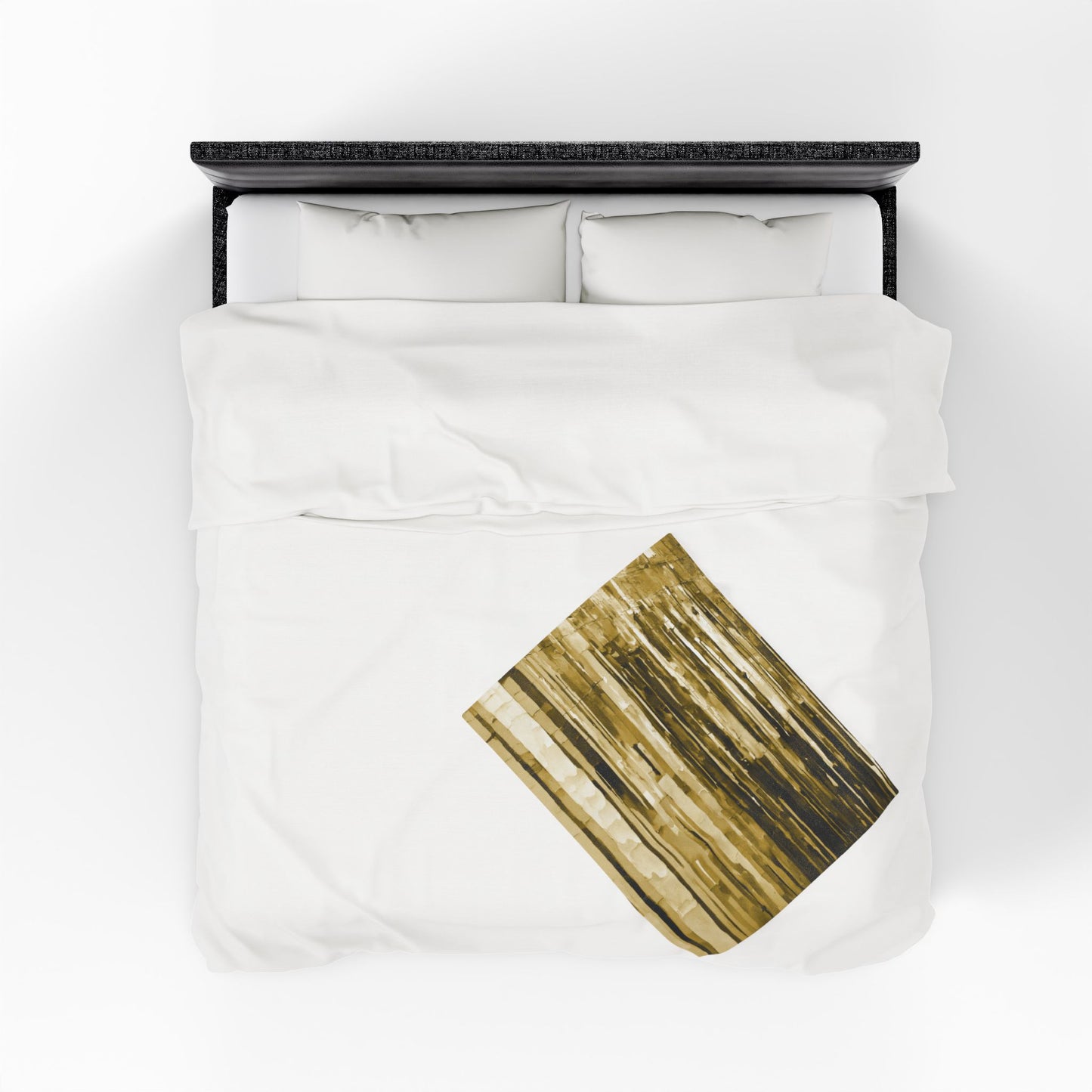 Striped Light Brown Velveteen Plush Blanket, 30" x 40"