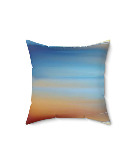 Blue Sea Red Orange Fog 14" x 14" Faux Suede Square Pillow